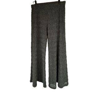 Free People Pants 6  Gray Extreme Knit Flare Mid Rise Sheer‎ Lined Boho Festival